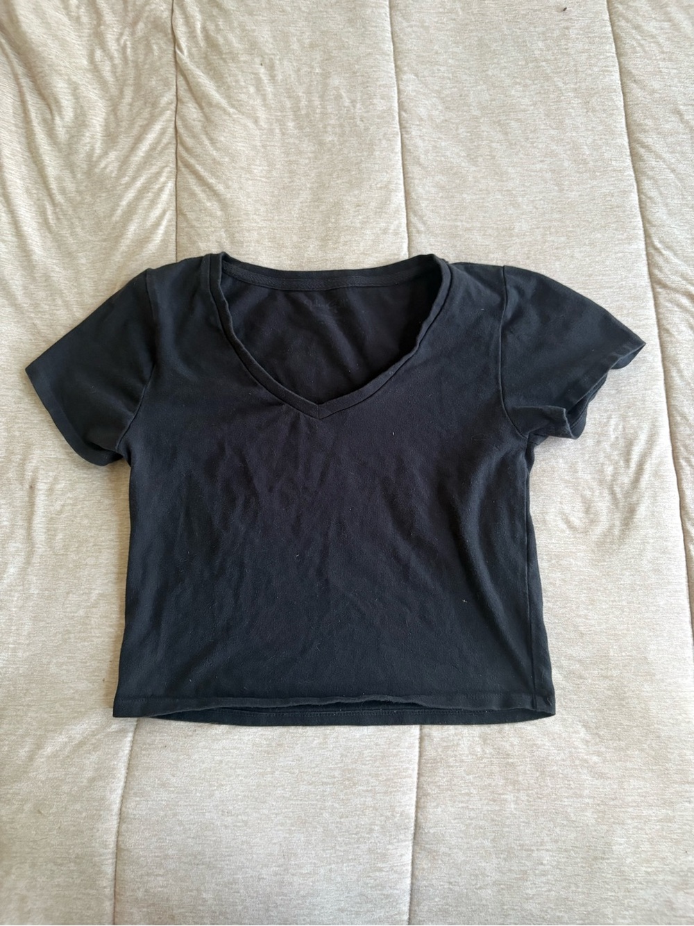 Brandy Melville Black V-Neck Crop Tee